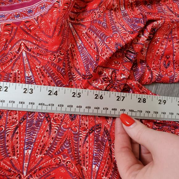 Free People Jumpsuit Womens 4 Pink Red Boho Wide Leg Sleeveless Wrap Tie Rayon - Picture 5 of 12